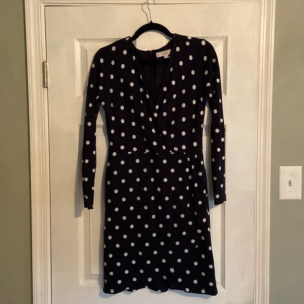 Dark Navy Faux Wrap Dress.